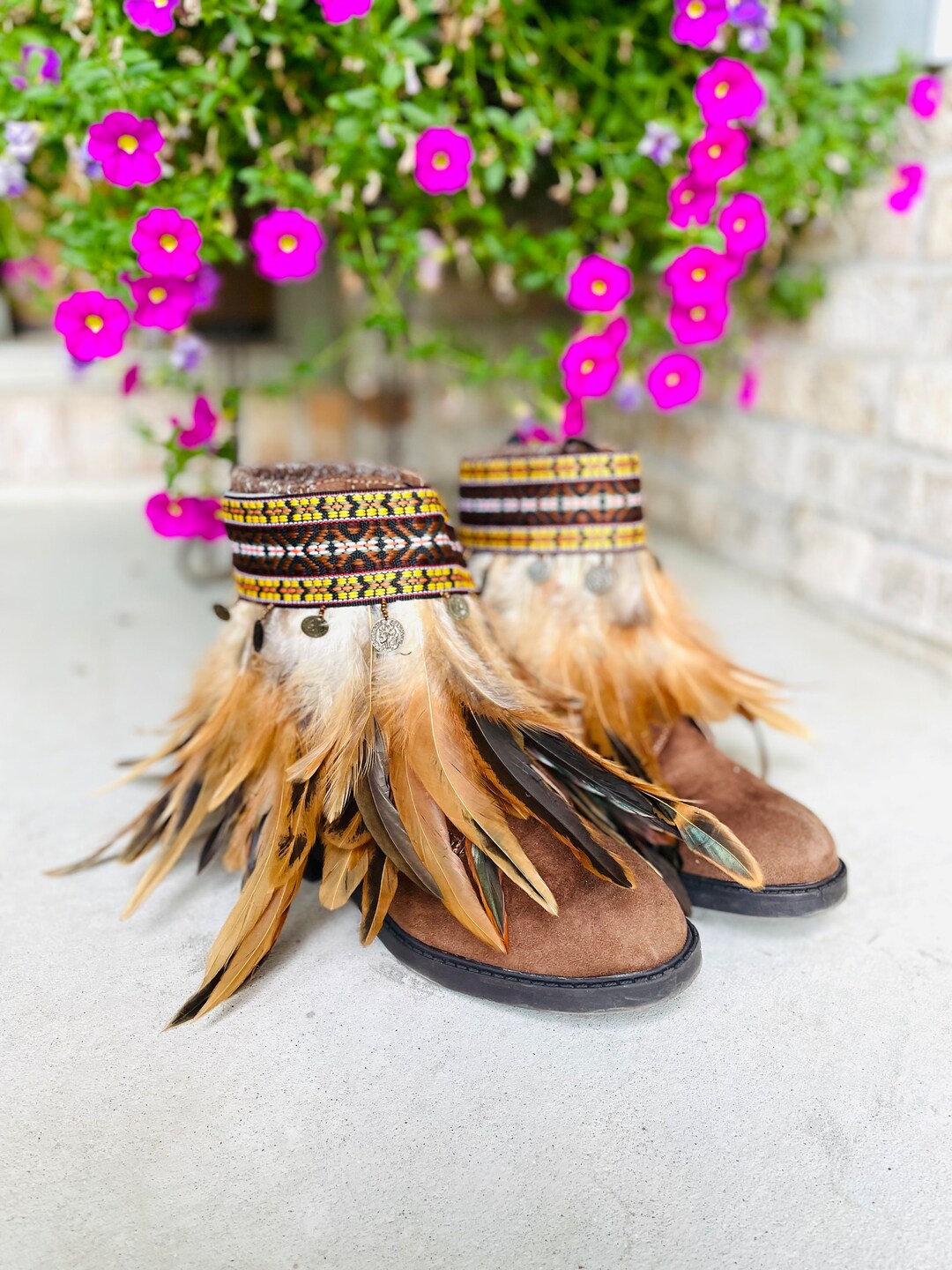 Feather Boot Covers for Women Feather Anklets Brown Feather Boot Cuffs