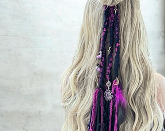Boho Hair Wrap Dread, Fairy Locks, Dreadlock Braid Ponytail Clip,  Hair Extension.