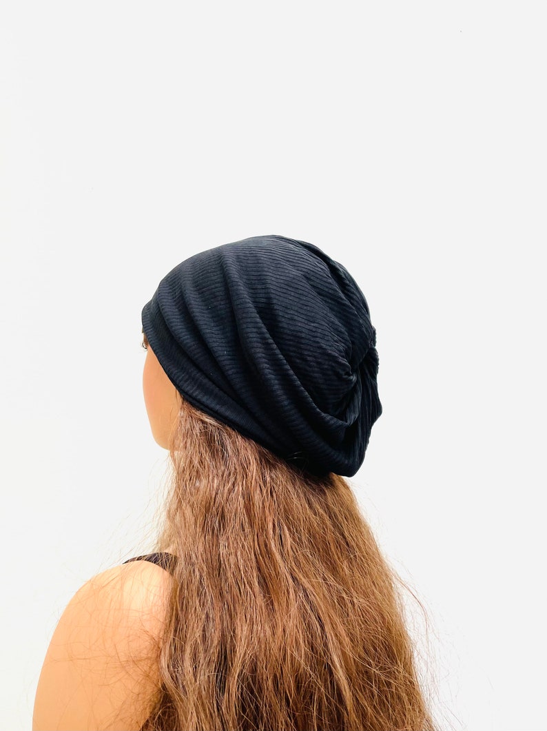 Lightweight Summer Beanie Hat, Slouch Hat, Twisted Top Beanie, Boho Beanie, Womens Beanie, Ponytail Beanie, Dreadlock Beanie. image 2