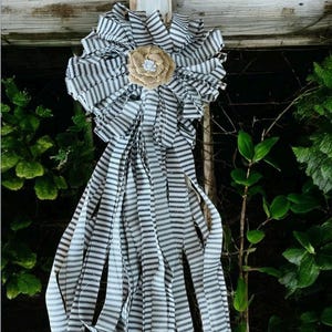 Rustic Rag Wedding Bow: Farmhouse Cotton Wreath Decor