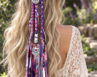 Boho Hair Wrap Dread, Fairy Locks, Dreadlock Braid Ponytail Clip,  Hair Extension.