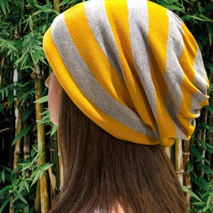 Stripe Slouchy Beanie, Knit Hat, Beanies Womens Mens Hat Chemo Cap.