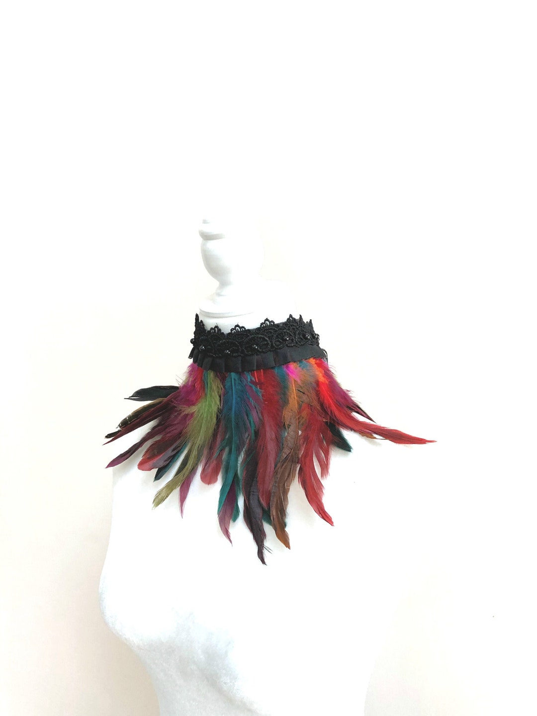 Feather Collar / Steampunk High Collar/ Burlesque Fringe - Etsy
