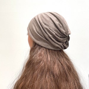 Taupe Slouchy Beanie Womens Slouchy Beanie Mens Knit Hat Chemo Hat.