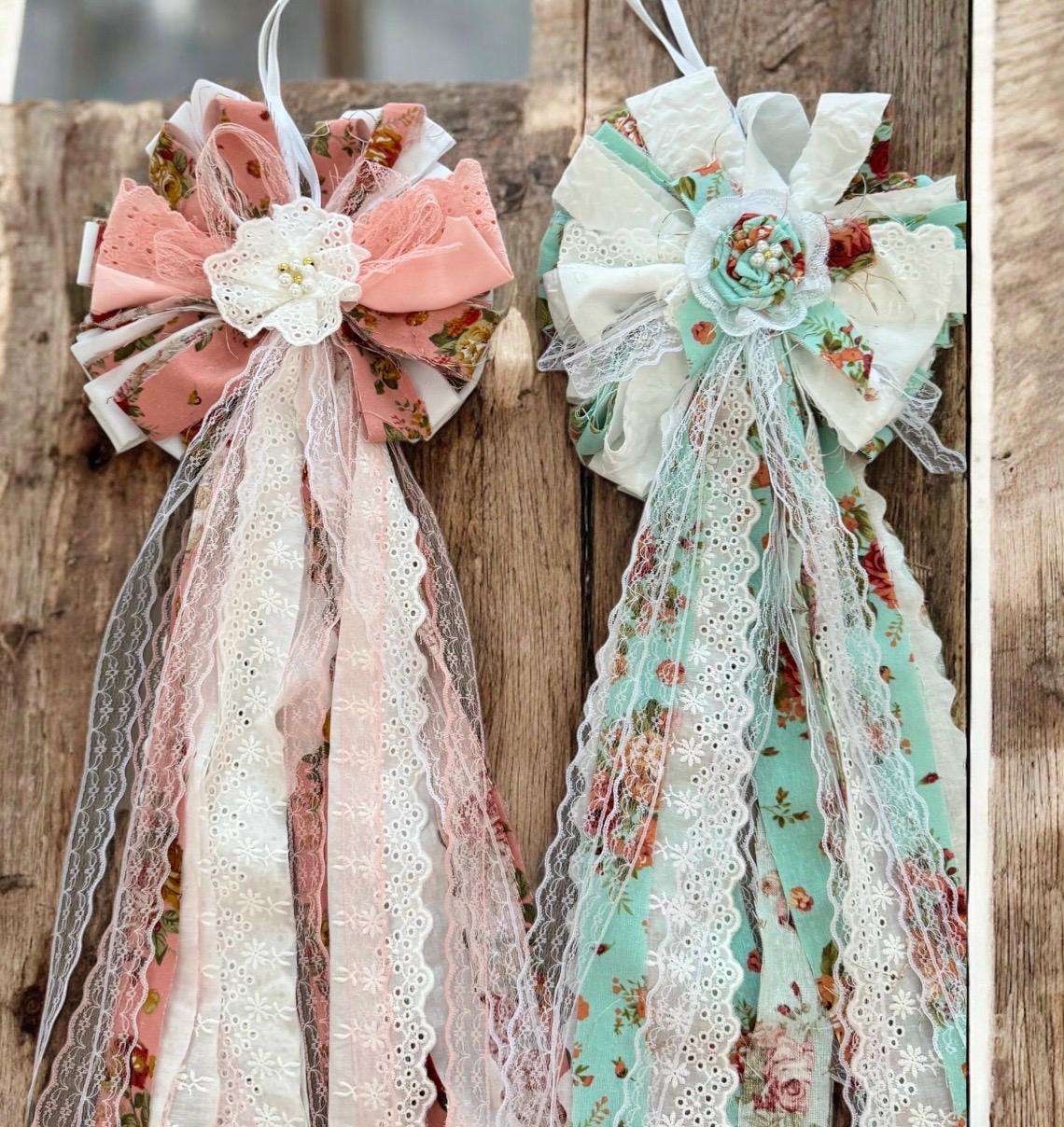 Shabby Rags Rustic Vintage Fabric Rag Bow: Shabby Chic Wedding Decor 10