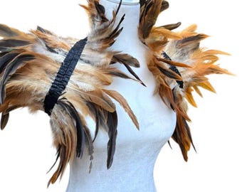 Handmade Feather Cape, Carnival Costume Shrug, Two-Way Wearable