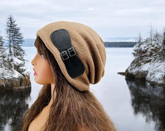 Buckle Slouchy Beanie: Knit Steampunk Chemo Hat