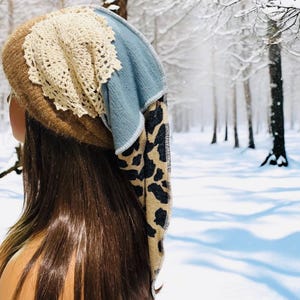 Capucha de elfo de patchwork hecha a mano: gorro de bufón reciclado