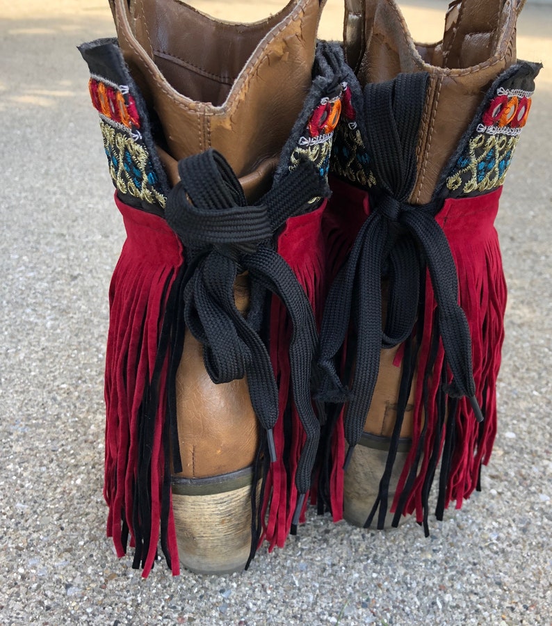 Bohemian Boot Covers Fringe Boot Cuffs Gypsy Boot Wrap Ankle Etsy