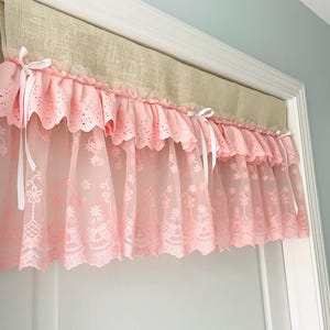 Pink Lace Fringe Window Valance: Shabby Chic Boho Curtain