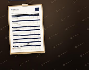 Manager's Daily Walkthrough Checklist, Restaurant Printable PDF, Cafe Bar Floor Check Template, Hospitality Manager Tool