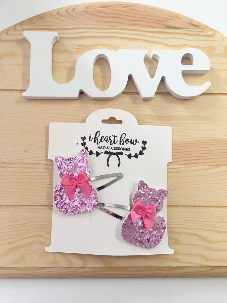 Cat Snap Clip Glitter Felt Cat Hair Clip Handmade Baby Etsy