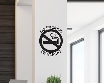 Vinyl Decal | "No Smoking Or Vaping" | Door Sign Business Shop Company Restaurant Store