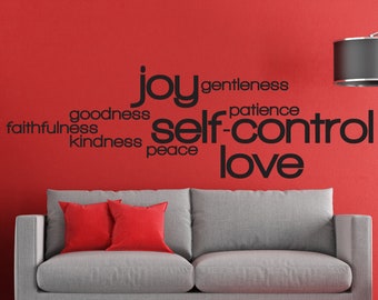 Vinyl Wall Art Decal | Galatians 5 | Fruit of the Spirit | "love joy peace patience kindness goodness faithfulness gentleness self-control"
