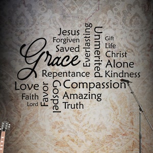 Vinilo Wall Art Decal / Nube de palabras &quot;GRACE&quot; / Iglesia ~ Inicio ~ Campamento
