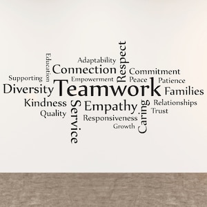 Vinyl Kunststicker| Teamwork | Workplace Word Cluster Cloud Business Work Office Warehouse Bedrijf Motiverende Inspirerende Decor Sticker