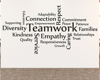 Vinyl Wall Art Decal| Teamwork |Workplace Word Cluster Cloud Business Work Office Warehouse Company Motivational Inspirational Decor Sticker