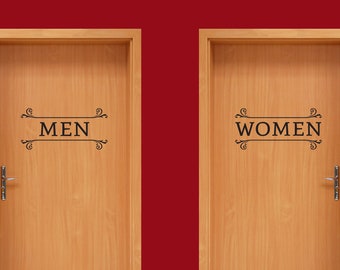 Vinyl Wall/Door Decal | "MEN" and "WOMEN" | Restroom Signs ~ Bathroom Sign ~ Toilet Room ~ Washroom ~ Powder Room ~ Lavatory