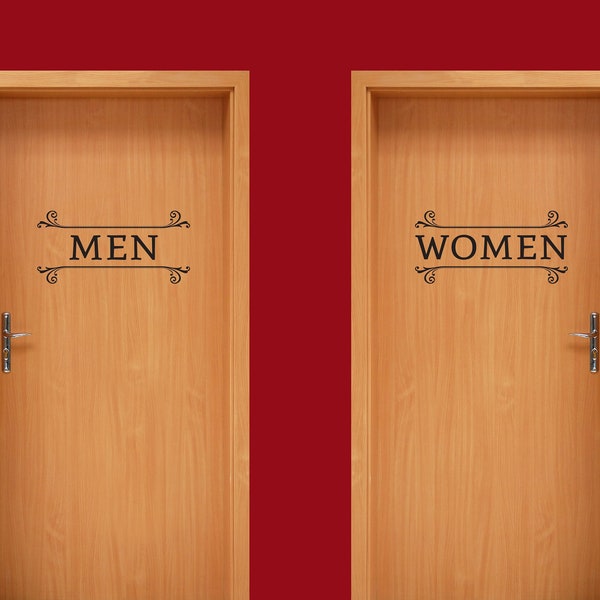 Vinyl Wall/Door Decal | "MEN" and "WOMEN" | Restroom Signs ~ Bathroom Sign ~ Toilet Room ~ Washroom ~ Powder Room ~ Lavatory