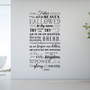Vinyl Wall Decal | The Lord&#39;s Prayer Matthew 6:9-13 | &quot;Our Father which art in heaven, Hallowed be thy name. Thy kingdom come...&quot;