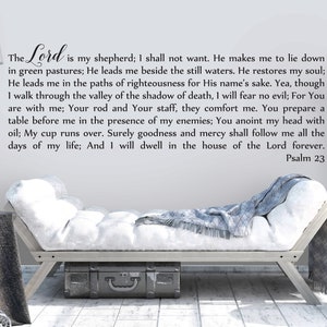 Vinyl Wall Art Decal | Psalm 23 | &quot;The Lord is my shepherd; I shall not want...&quot; | Church Decor ~ Home Decor