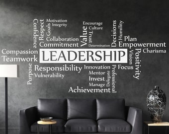 Führung Vinyl Wand Kunst Aufkleber Arbeitsplatz Word Cluster Cloud Business Work Office Lager Unternehmen motivierende inspirierende Dekor Aufkleber