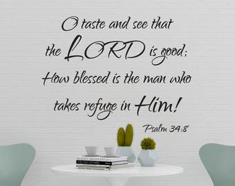 Vinyldekal Psalm 34:8 | "Smaka och se att Herren är god..."