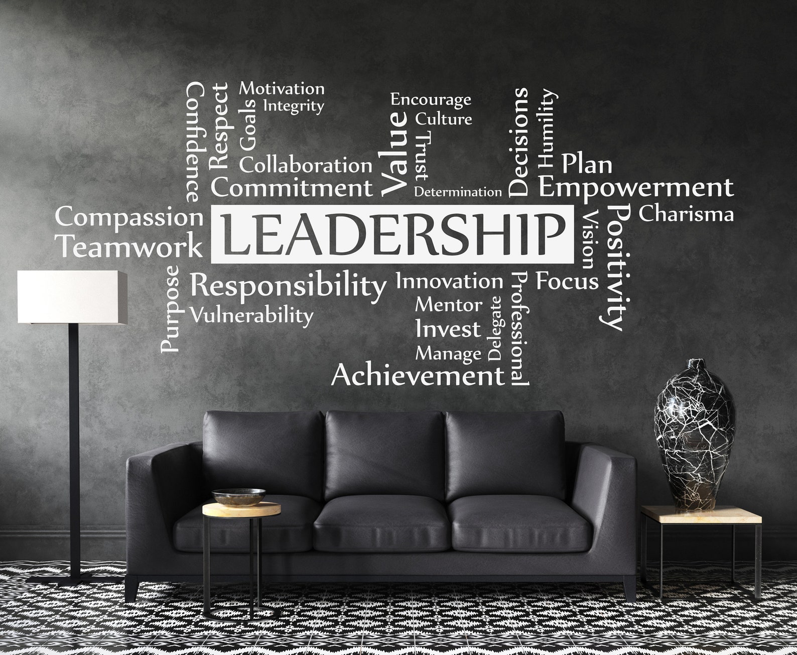Sticker On Leadership Leadership Vinyl Wall Art Decal Workplace Word Cluster Cloud Business ...