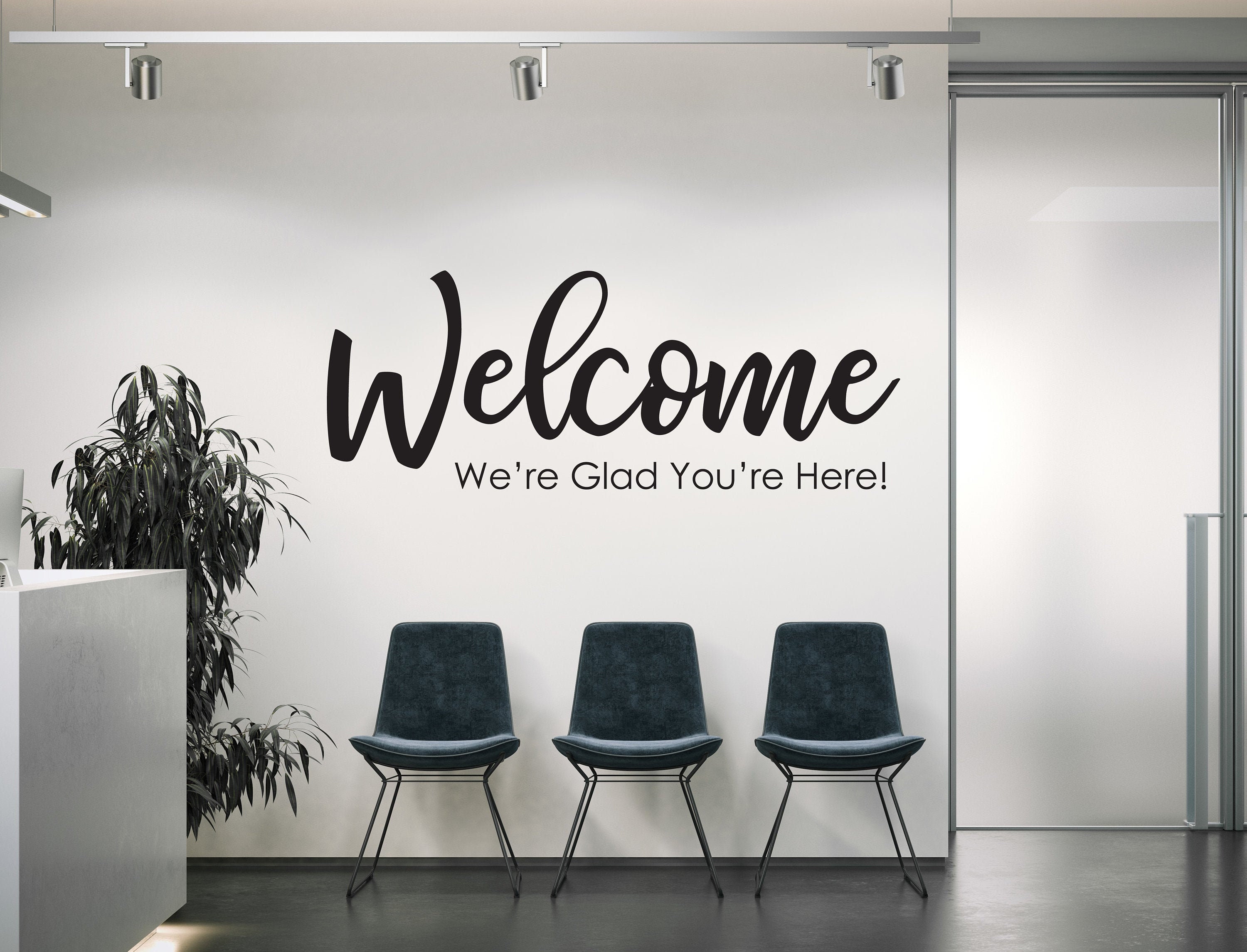Vinyl Decal | "Welcome We're Glad You're Here" | Do…
