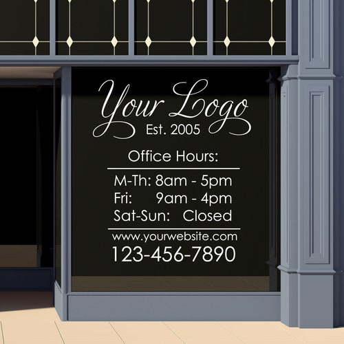 Custom Business Vinyl Decal Store Hours Decal Window Decal Etsy