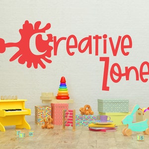 Vinyl Wall Art Decal | "Creative Zone" | Artwork Display Daycare Preschool Nursery Class School Kindergarten Masterpiece Kids Crafts Child