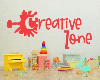 Vinyl Wall Art Decal | "Creative Zone" | Artwork Display Daycare Preschool Nursery Class School Kindergarten Masterpiece Kids Crafts Child