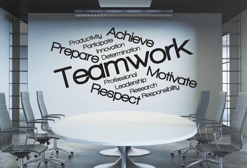 Vinyl Wall Art Decal Teamwork workplace Word Cluster Cloud Etsy