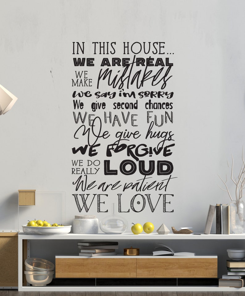 | Home Living Family Sign Do List Real Make Mistakes Fun Hugs Love Chalkboard House Rules Vinyl Wall Art Decal In this house we are..