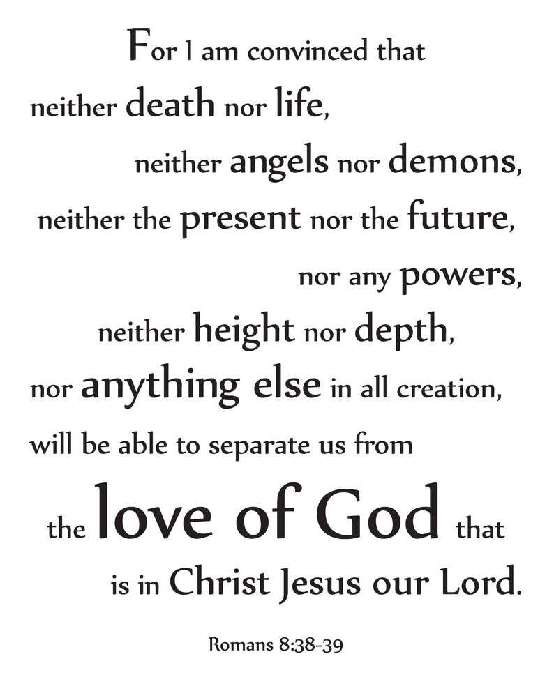 Vinyl Wall Decal For I Am Convinced That Neither Death Nor Life Will Be Able To