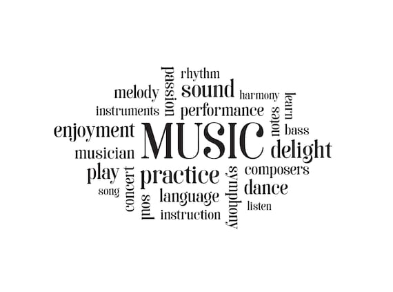 アート・デザイン・音楽 Works and Words Vinyl Wall Art Decal | MUSIC Word Cloud | Classroom Music Room