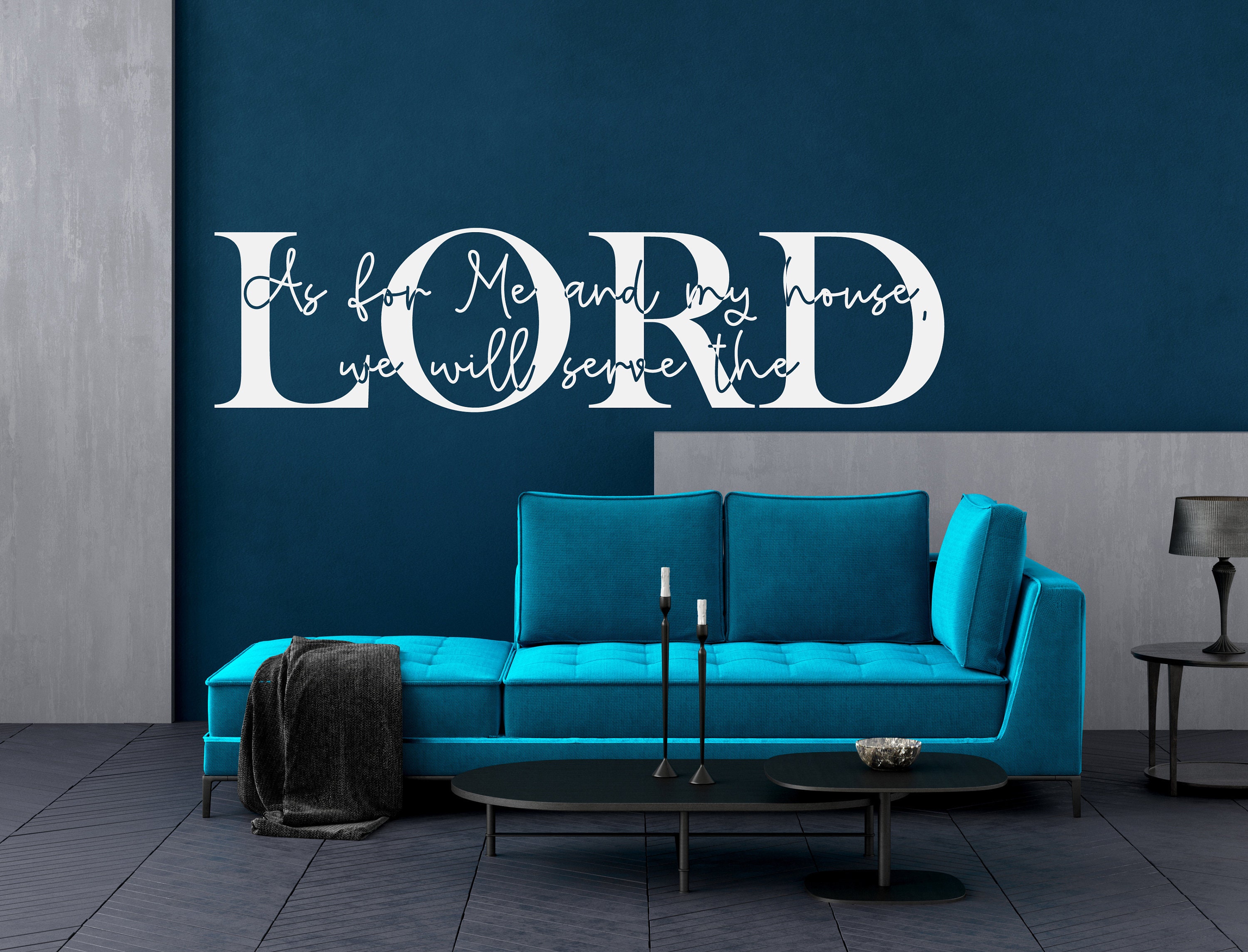 Vinyl Wall Art Decal | Joshua 24:15 "As for me and my house, we will serve the LORD." | Christian Home Household Family Living Room Decor