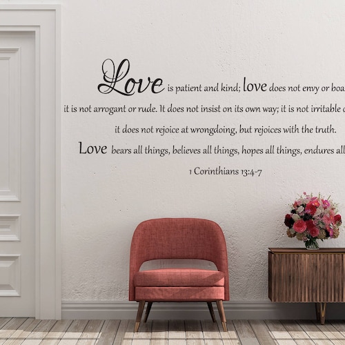 Vinyl Wall Art Decal 1 Corinthians 1347 love is Etsy