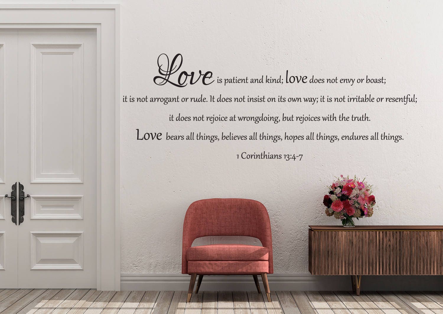 1 Corinthians 13:4, 7-8 Love Is Patient Wall Plaque, 23.5 x 15.75