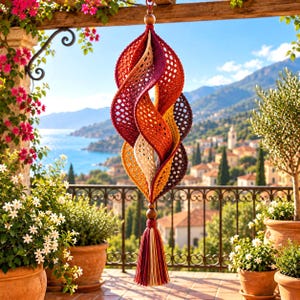 Botanical Petal Cascade Wind Spinner Pattern, 6-Panel Spiral Ornament (PDF) English + German