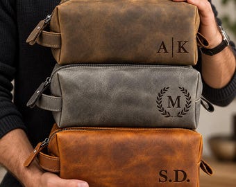 Personalized Men's Leather Clutch Bag, Custom Engraved Genuine Leather Handbag