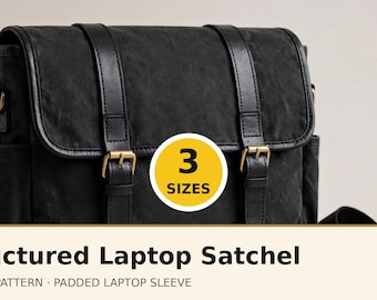 Laptop Bag Sewing Pattern | Structured Satchel Crossbody Messenger Bag, Padded Sleeve, 3 Sizes PDF