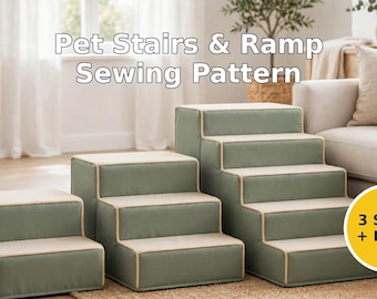 Pet Stairs Sewing Pattern PDF 3 Sizes, Foam Dog Stairs DIY, Senior Dog Steps Washable Cover, Folding Dog Ramp Pattern