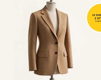 Blazer Sewing Pattern | Tailored Fully Lined Blazer, Single + Double Breasted, 15 Sizes US 0-28, 3 Cup Fronts | Instant Download PDF
