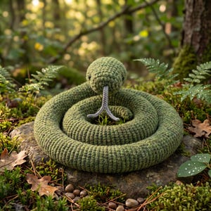 Ormvirkmönster PDF, Amigurumi Ormplysch, Realistisk Reptilleksak, Enkel Nybörjarhandledning, Virkat Djur med Låg Söm, Direkt Nedladdning