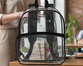 Clear Backpack – "Make Room for Good Things" Quote, Everyday Happiness Collection