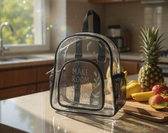 Clear Stadium Backpack | Transparent PVC School Bag with Mesh Pockets
