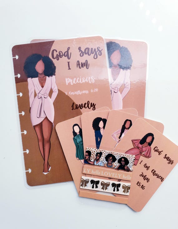 Glam Black Girl Magic Melanin Bible Scripture Happy Planner Classic Mini A5 Personal Size Cover Set