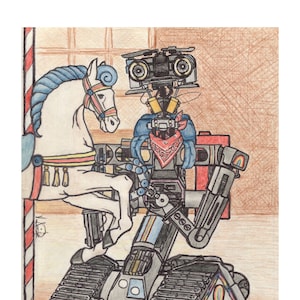 Country Robot - Short Circuit 2, Johnny 5, giclee art print, 1988 - 8in x 10in