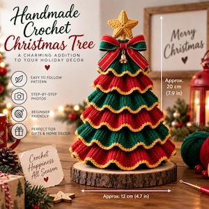 Layered Crochet Christmas Tree Pattern, Festive Holiday Decor (PDF Download)